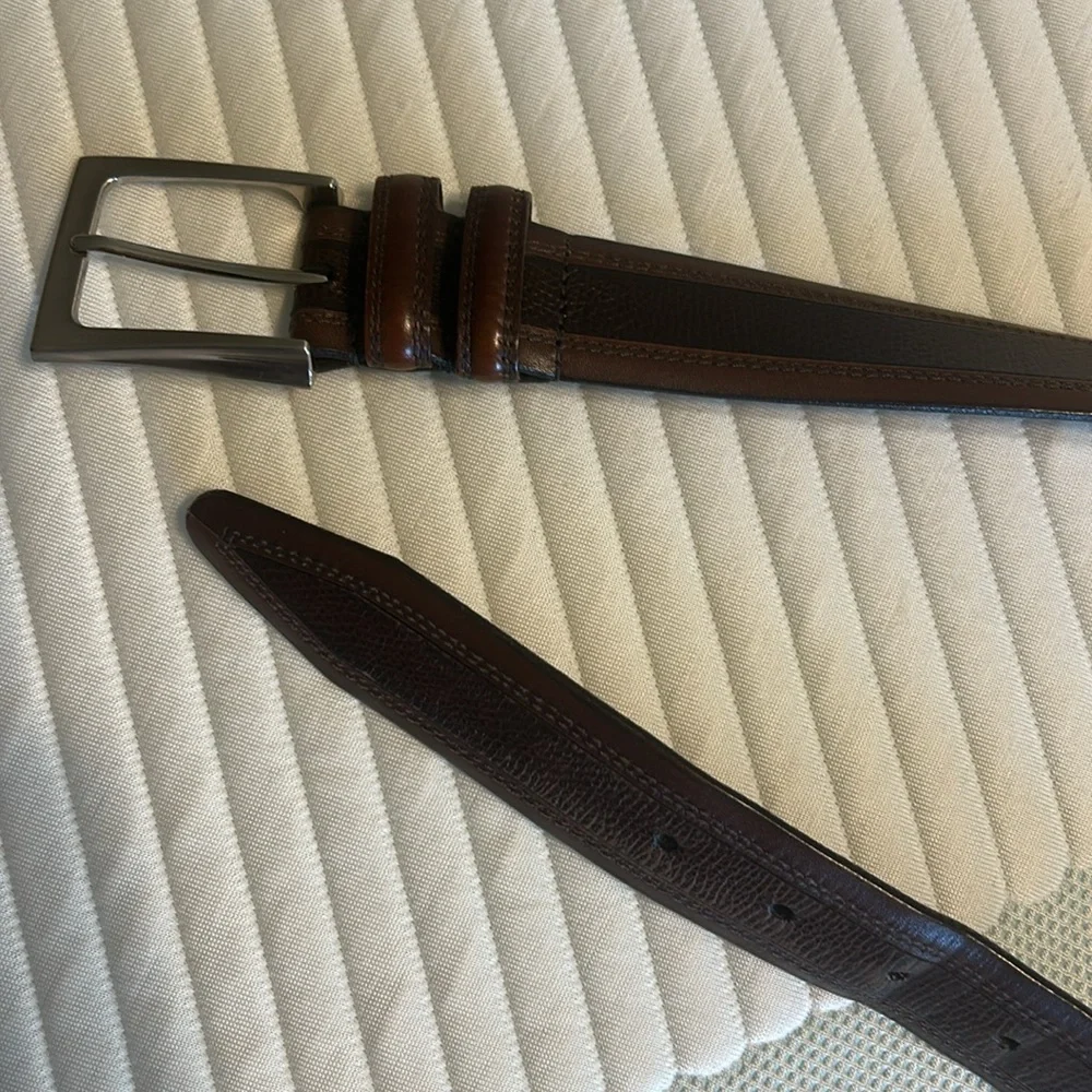 Allen Edmonds Brown Textured Calfskin Belt